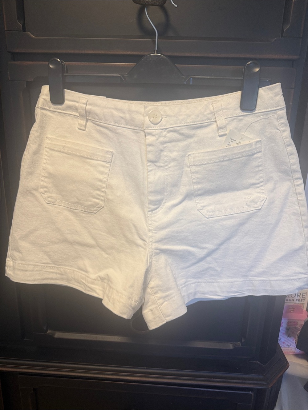 Oat New York White High-Waist Cotton Shorts